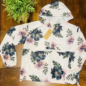 Thread & Supply pink floral windbreaker jacket size M